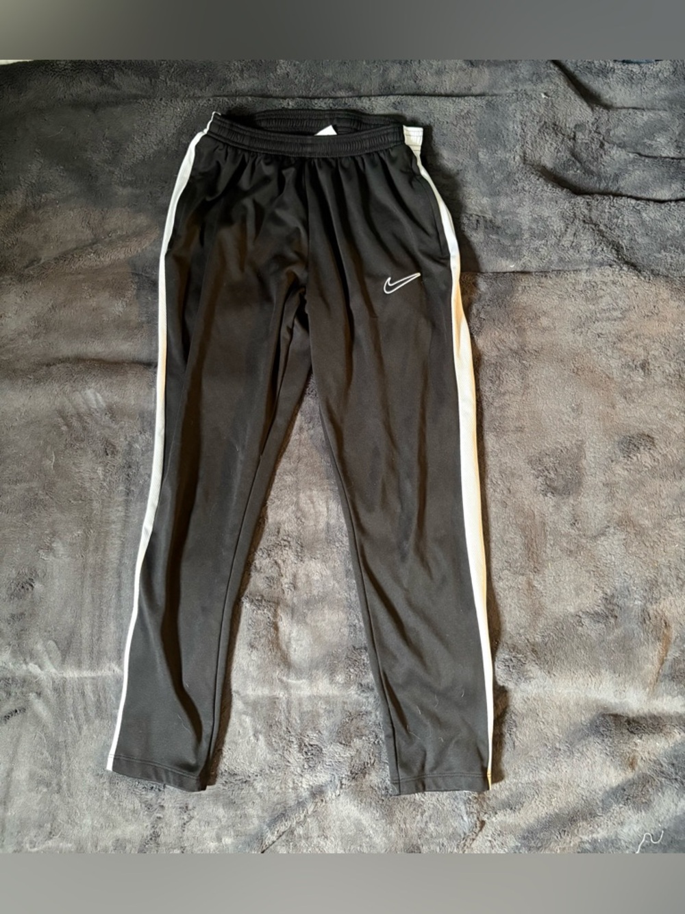 Women Nike Black Track Pants with White Side Stripes